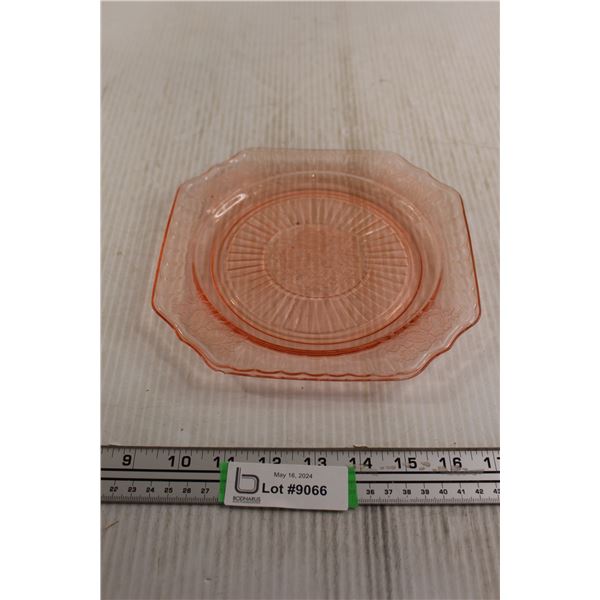 Pink Depression Glass Rose Pattern Plate