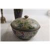 Image 5 : (2) Chinese Cloisonne Bowls with Lids, Vase, and Bell