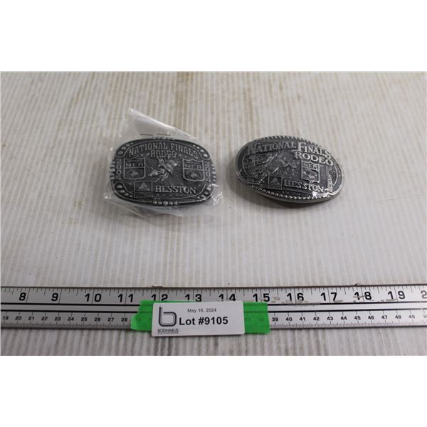 (2) Hesston National Finals Rodeo Belt Buckles - 1998, 2004, Sealed