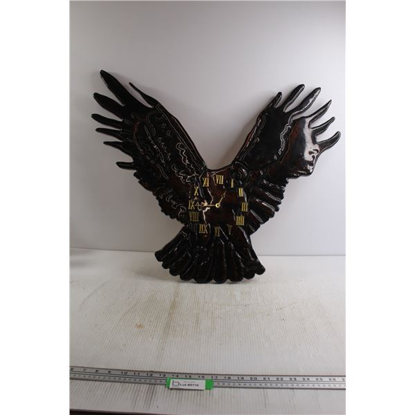 *Wooden Eagle Clock - 30" x 25", (works)