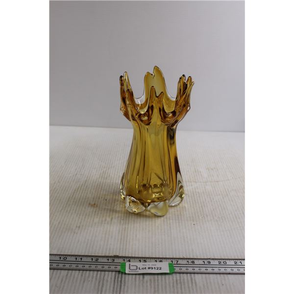 Yellow Art Glass Vase