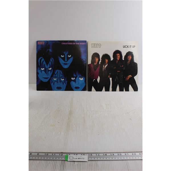 (2) KISS Vinyl Records - Creatures of the Nights, Lick it Up