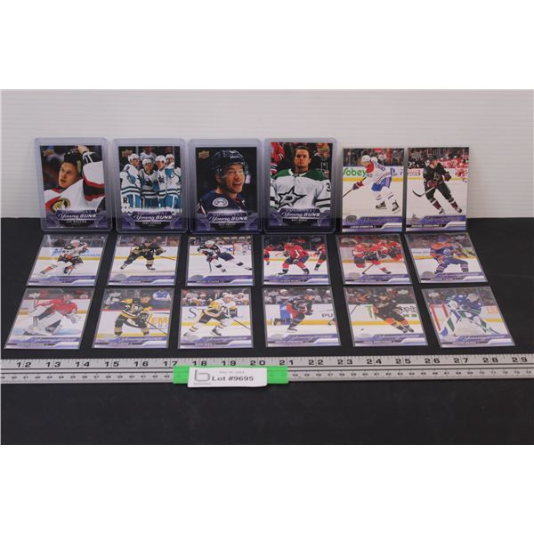 (18) Upper Deck 2023-24 NHL Hockey Young Guns Insert Cards including Young Guns Canvas Cards