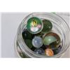 Image 2 : Vintage Improved Gem Glass Jar filled with Vintage Glass Marbles
