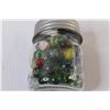 Image 5 : Vintage Improved Gem Glass Jar filled with Vintage Glass Marbles
