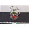 Image 1 : Mid Century Modern Glass Strawberry Enameled Large Water Pitcher