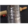 Image 3 : (2) Vintage Bromwell's Measuring Cup Flour Sifter & Vintage Wooden Rolling Pin