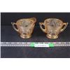 Image 1 : Jeanette Glass Carnival Glass Iris & Herringbone Creamer & Sugar Set 1930's