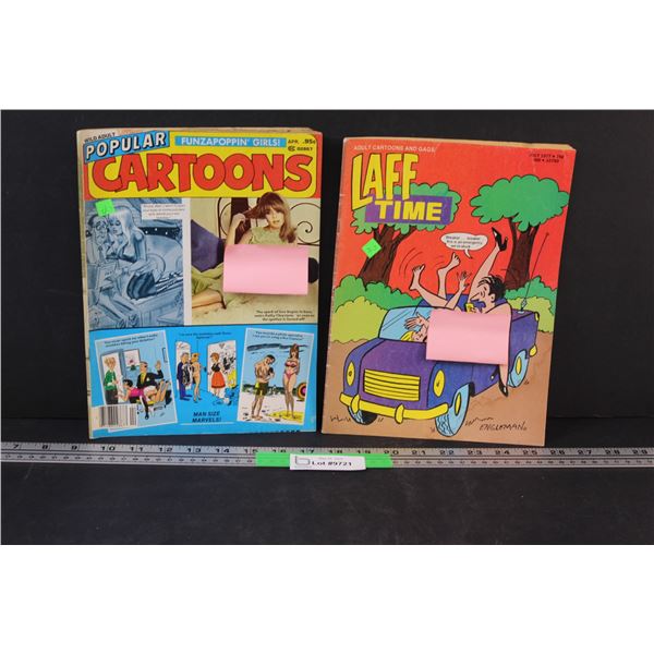 (2) Popular Cartoons & Laff Time Adult Magazines