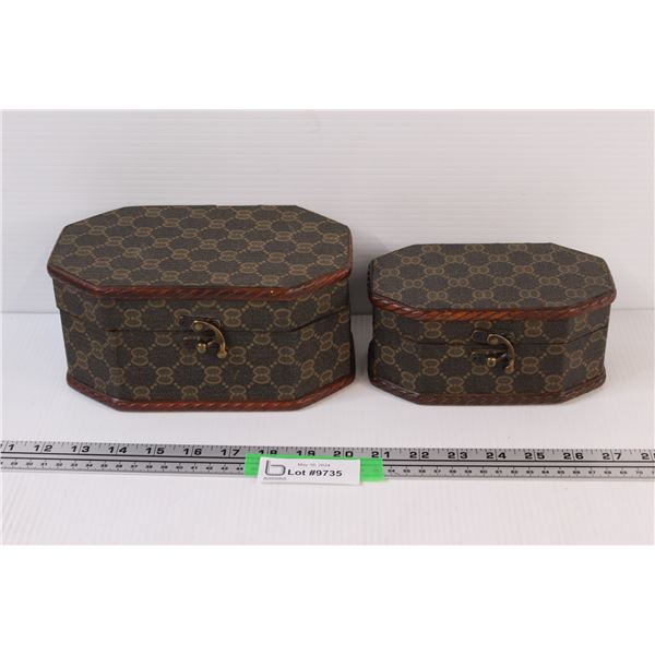 (2) Vintage Look Trinket Nesting Storage Boxes