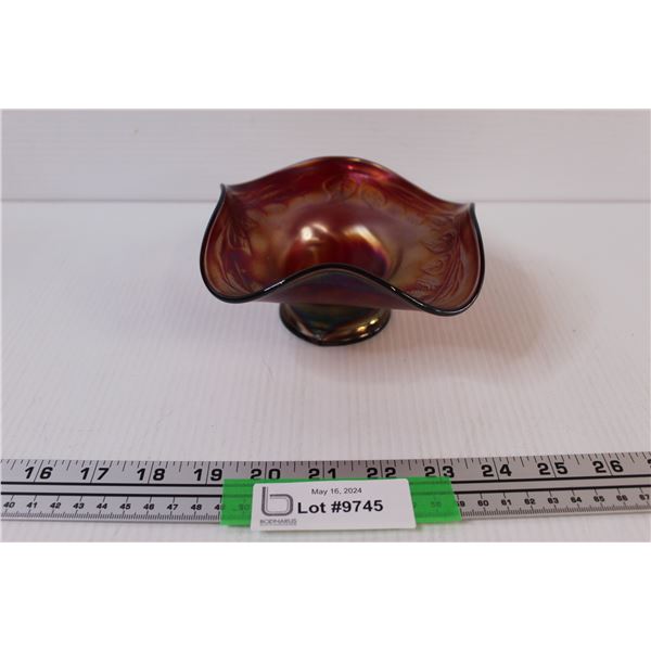 Red Fenton 1907 Carnival Glass "Holly Pattern" 4-Sides Up 6" Hat Vase