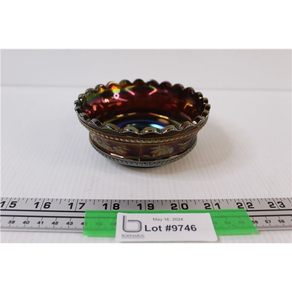 Northwood 1909 Carnival Glass Amethyst "Peacock at the Fountain" 5" Nappy Bowl