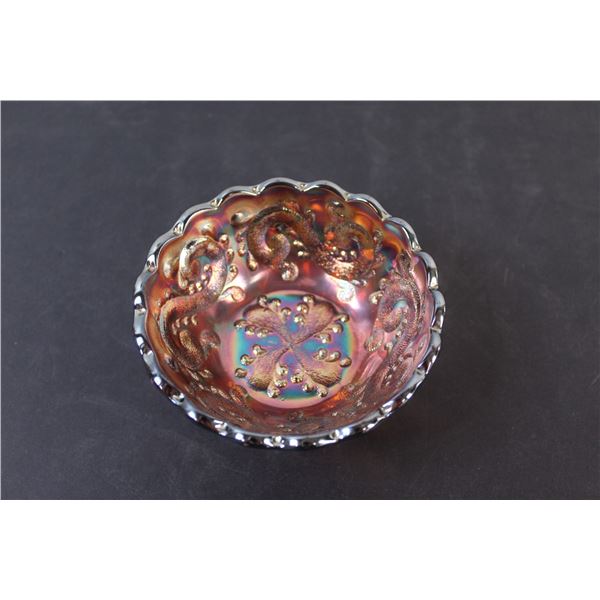 Fenton 1907 Carnival Glass Amethyst "Feathered Serpent" 4 1/2" Berry Bowl