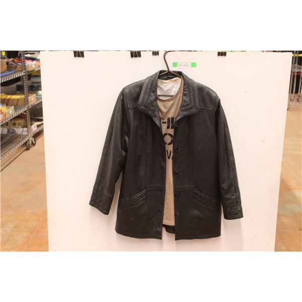 Boutique of Leathers Soft Lambskin Leather Long Men's Lined Jacket Size M-L & T-Shirt Size 3XL