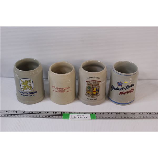 (4) German / Bavarian Crockware 1/2 Litre Beer Steins