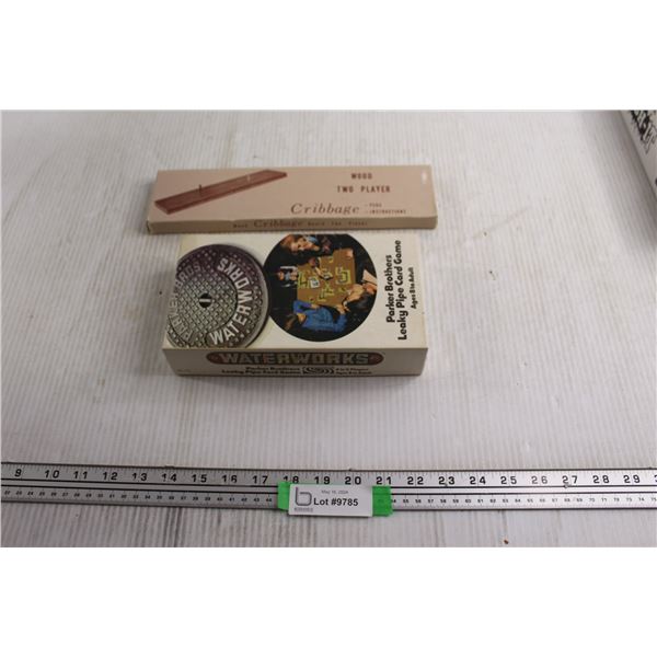 Wood Cribbage, Waterworks Card Game - Consignor Says Complete