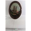 Image 1 : Reverse Painted Convex Glass Painting of Westminster Abbey - 16 1/2" x 22 1/2"