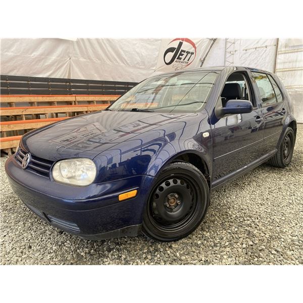 A7 --  2001 VW GOLF GLS TDI HATCHBACK, BLUE, 151,266 KMS