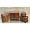 Image 1 : 579 -- MID CENTURY NIGHT STAND WITH WOVEN BAMBOO BASKETS