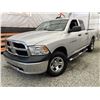 Image 1 : A1 --  2012 DODGE RAM 1500 ST QUAD CAB 4X4, Silver, 323148 KM  "NO RESERVE"