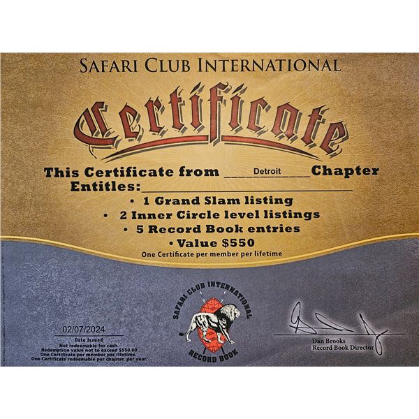 SCI Record Book Entry