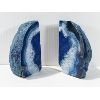 Image 1 : BLUE AGATE POLISHED STONE BOOKENDS APPROX 6" HEIGHT
