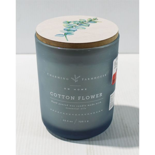 NEW CHARMING FARMHOUSE COTTON FLOWER CANDLE