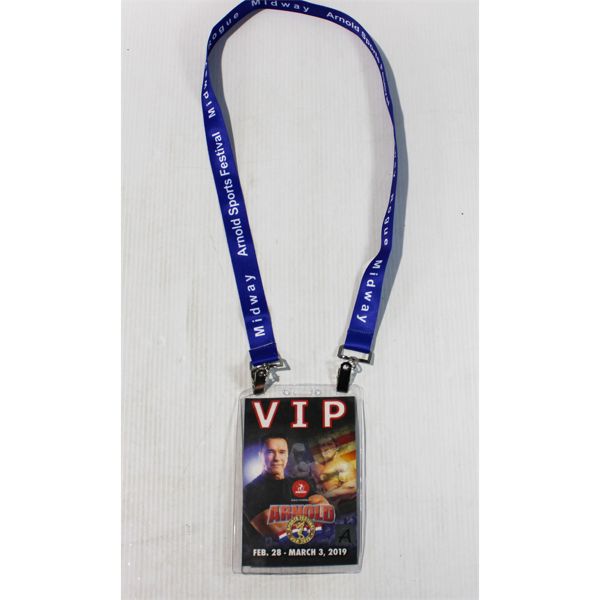 ARNOLD SCHWARZENEGGER 2019 VIP BADGE & LANYARD