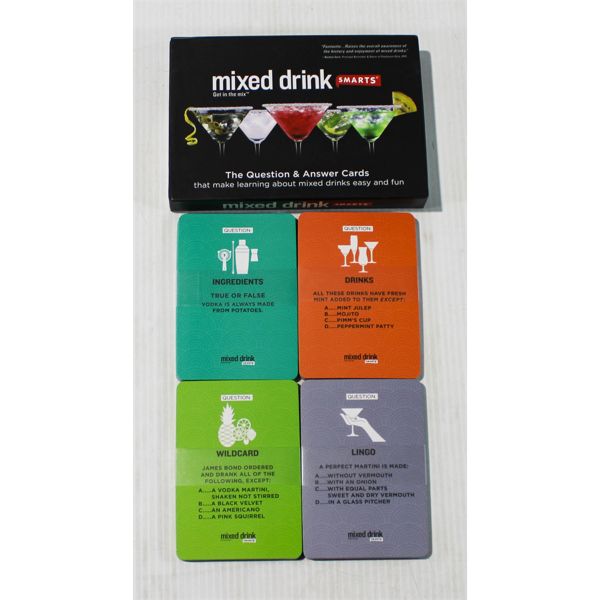 MIXED DRINK SMARTS QUESTION & ANSWER CARD GAME