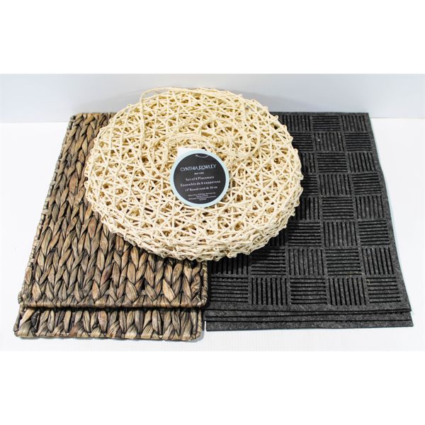 MISC BASKET, WOVEN PAPER AND FELT STYLE PLACEMATS