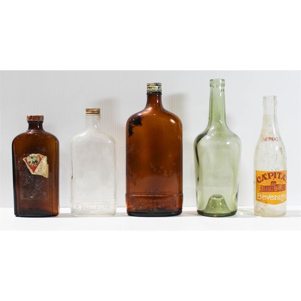 ASST. VINTAGE BEVERAGE BOTTLES SEAGRAMS ETC.