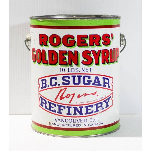 VINTAGE ROGERS' GOLDEN SYRUP TIN W/ LID 10LBS CAP.