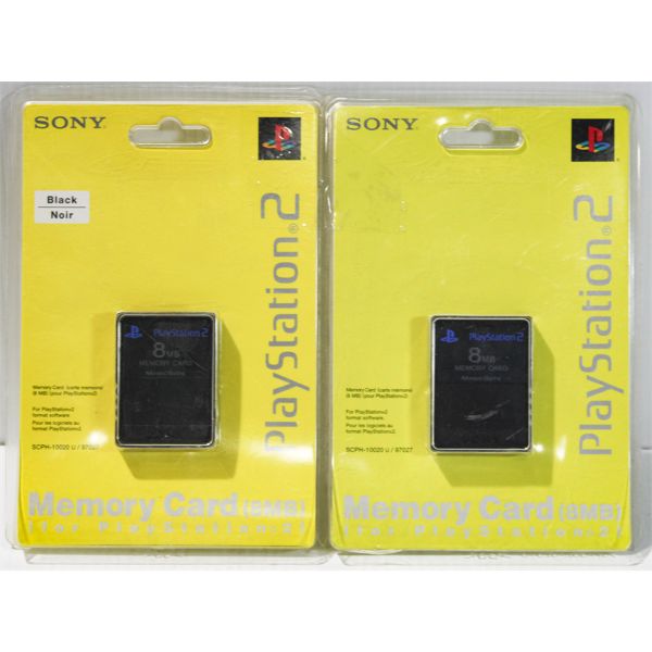 2 PLAYSTATION2 8MB MEMORY CARDS