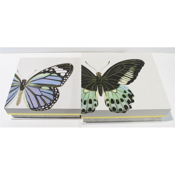 2 PUNCH STUDIO BUTTERFLY DECORATIVE BOXES