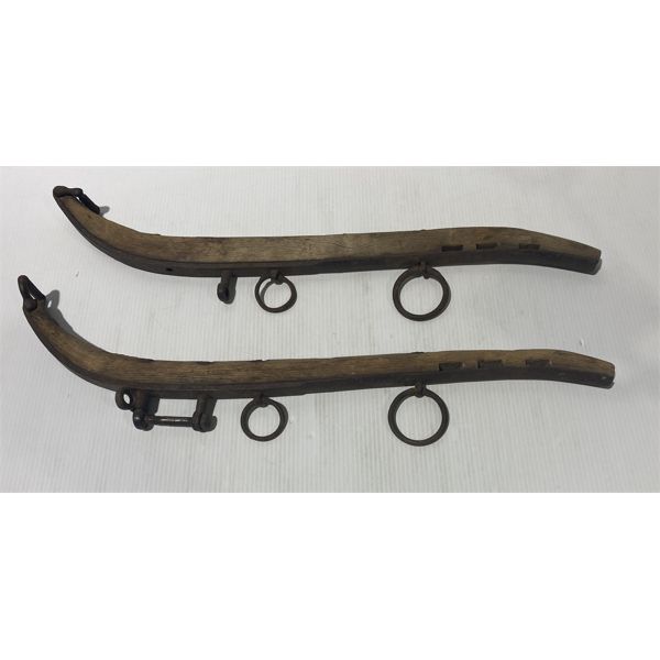 2 VINTAGE WOODEN HORSE HARNESS YOKES, APPROX 25" L