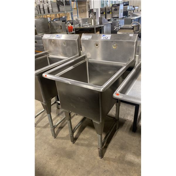 TARRISON TA-CDS118 SINGLE BAY STAINLESS STEEL COMMERCIAL WASH SINK ( APPROX. 24"W X 27"D X 36"H )