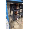 Image 2 : BLACK METAL OUTDOOR CAFE TABLE WITH 2 MATCHING ARM CHAIRS