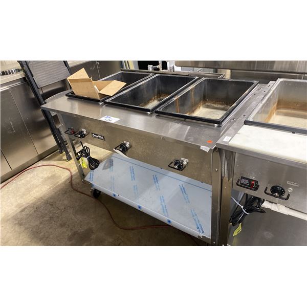 VOLLRATH SERVE WELL 3 BAY STAINLESS STEEL COMMERCIAL MOBILE ELECTRIC STEAM TABLE