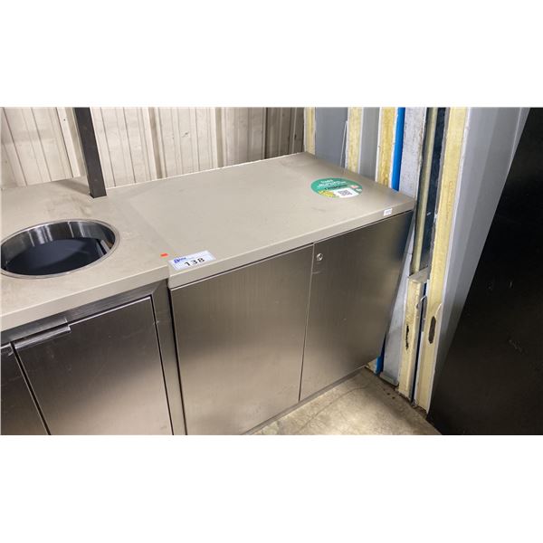 GRANITE TOP / STAINLESS STEEL 2 DOOR 34"W X 23"D X 34 1/2"H STORAGE COUNTER / EQUIPMENT STAND