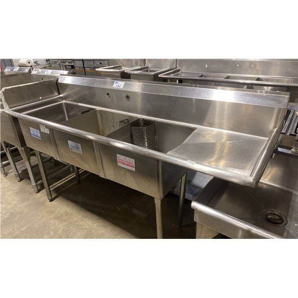 OMCAN S3C181811-18R 3 BAY STAINLESS STEEL 74 1/2"W X 24"D X 37"H COMMERCIAL WASH SINK