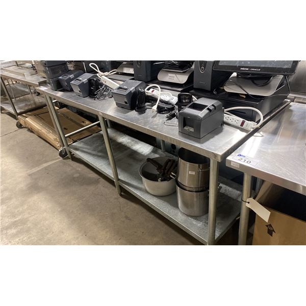 2 TIER STAINLESS STEEL PREPARATION TABLE ( APPROX. 84"W X 30"D X 35"H ) ** CONTENTS NOT INCLUDED **