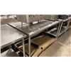 Image 2 : 2 TIER STAINLESS STEEL MOBILE PREPARATION TABLE ( APPROX. 64"W X 32"D X 37"H ) ** CONTENTS NOT
