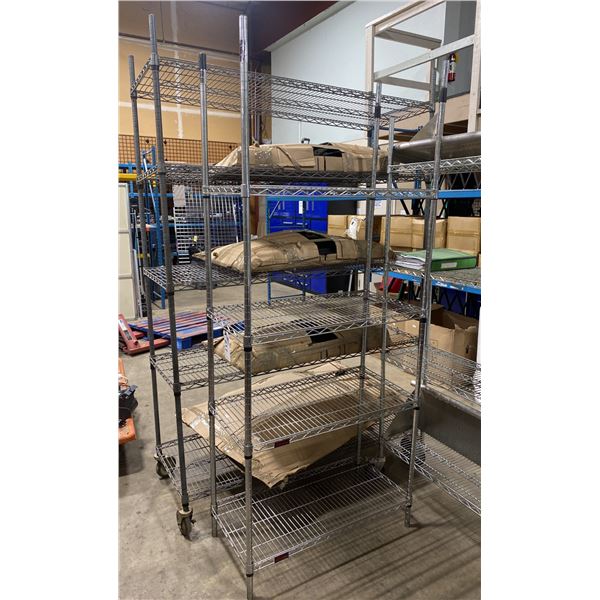 4 TIER CHROME MOBILE METRO STYLE RACK ( APPROX. 3'W X 18"D X 86"H )