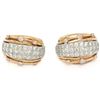 Image 2 : 18k Rose & White Gold 2.62 ctw Pave Set FINE Diamond Omega Domed Cuff Earrings