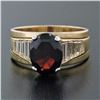 Image 2 : 18K Yellow Gold Oval Faceted Garnet Solitaire 1.18 ctw Baguette Step Diamond Rin