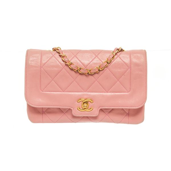 Chanel Pink Quilted lambskin Diana Flap Bag