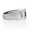 Image 5 : 14K White Gold 1.65 ctw Princess Iolite Bezel Solitaire Diamond Halo Brushed Rin