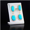 Image 2 : 45.67 ctw Turquoise and 6.43 ctw Diamond 14K Yellow Gold Earrings