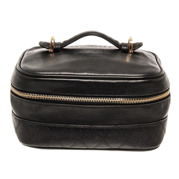 Chanel Black Lambskin Vintage Vanity Case