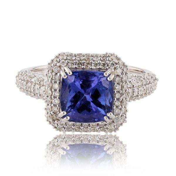 2.26 ctw Tanzanite and 1.01 ctw Diamond 14K White Gold Ring